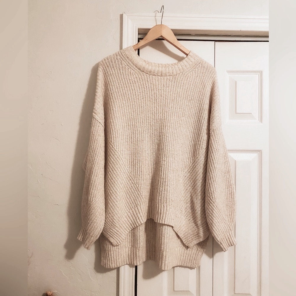 Cream knit long cozy sweater